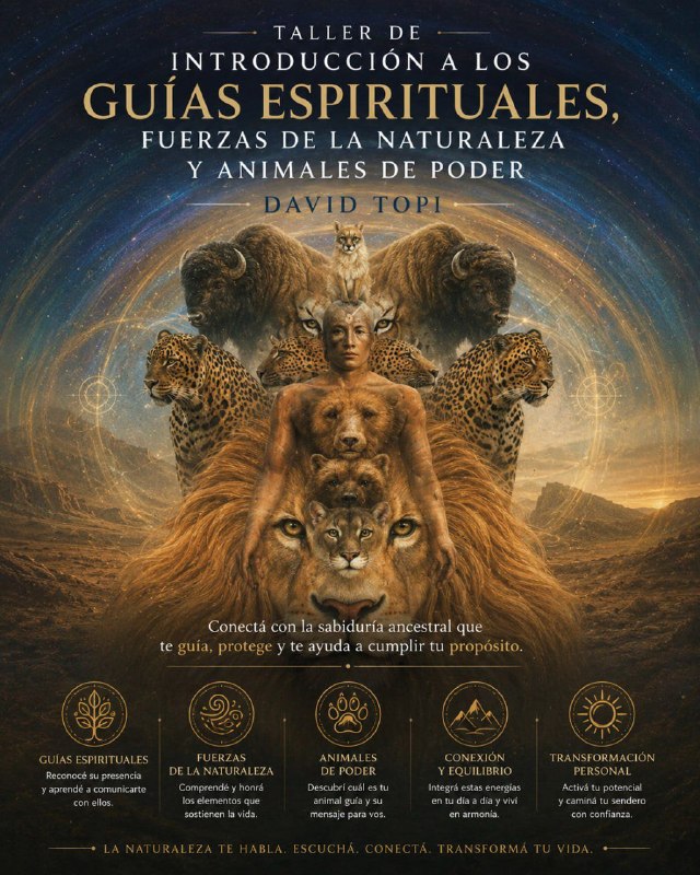 Taller de introducción a los guías espirituales, fuerzas de la naturaleza y animales de poder David Topi
